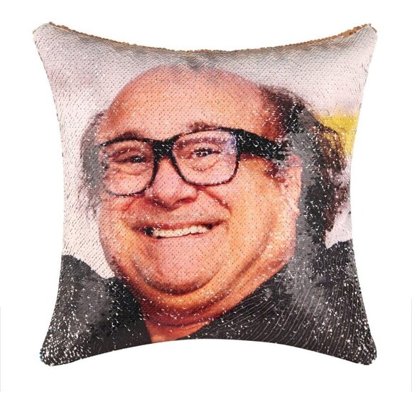 16x16 Inches  Funny Sequin Danny DeVito Magic Reversible Throw Pillow Cover - Picture 3 of 7